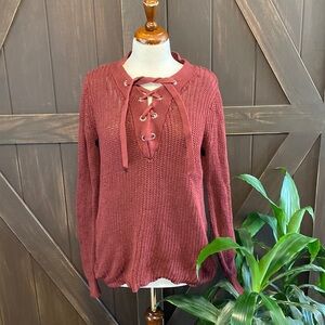 Ruby Moon Size medium burgundy V neck sweater